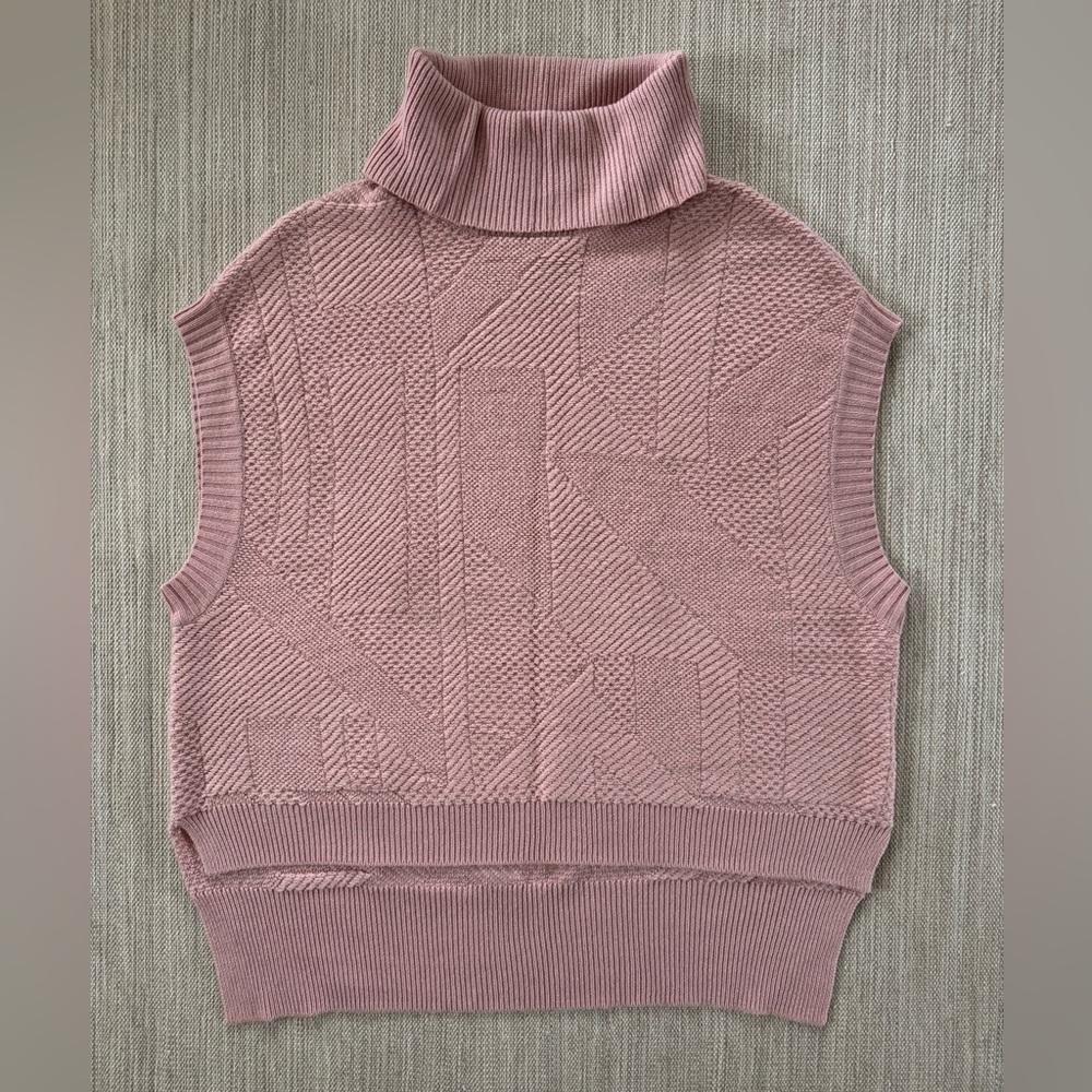BCBGMaxAzria wool mohair blend knit pink high low tunic sweater vest women M/L